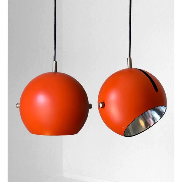 Pair of Louis Poulsen, Orange Alux-Globespots by Ejner Graae & Henning Helger