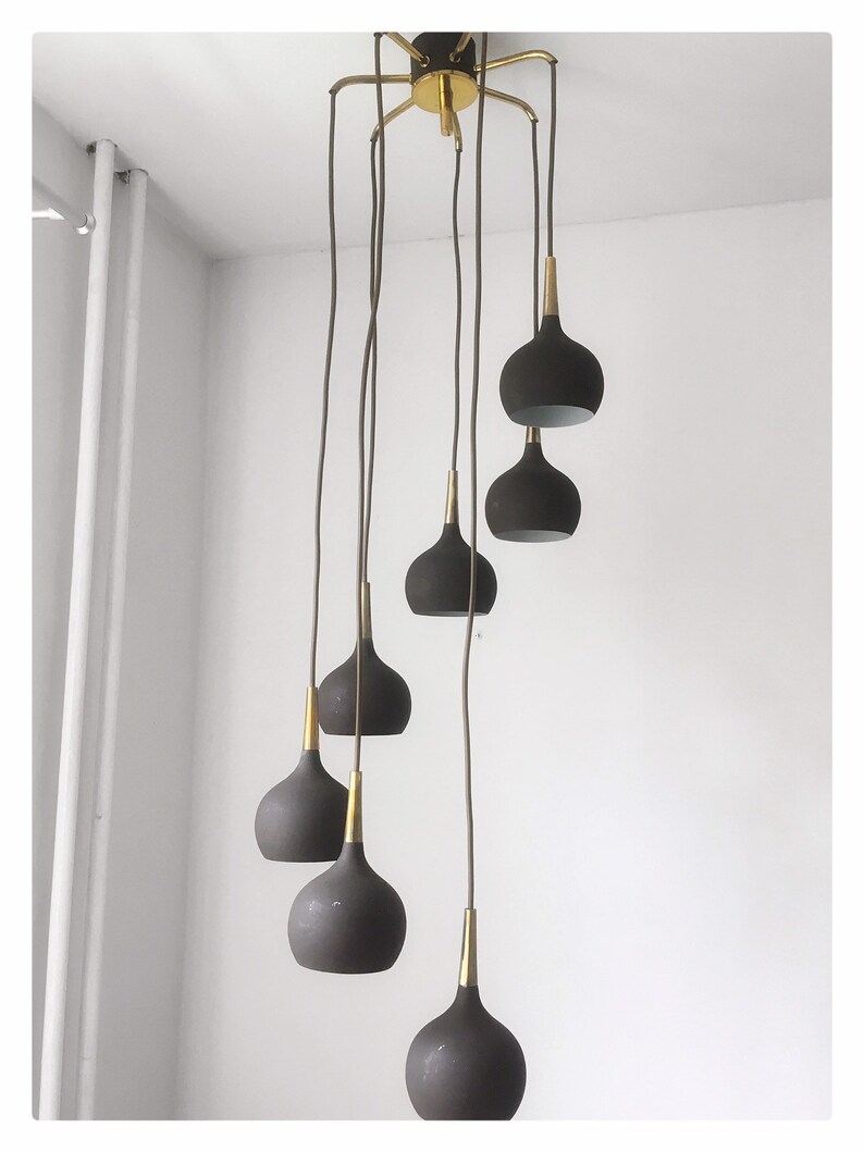Amazing chandelier with seven pendants probably Hans Agne Jakobsson Markaryd