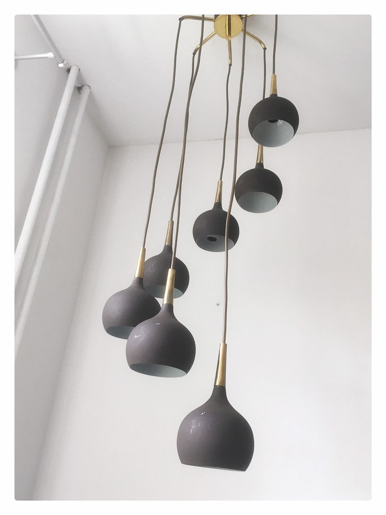 Amazing chandelier with seven pendants probably Hans Agne Jakobsson Markaryd