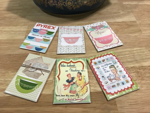 Pyrex Fridge magnets 2x3 inch Vintage Pyrex ads Set 3
