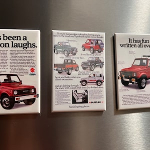 3 Suzuki Samurai Magnets or Pinbacks.
