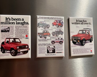 3 Suzuki Samurai Magnets or Pinbacks.