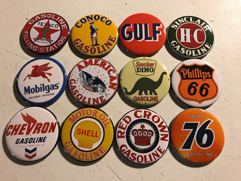 12 Gas Station Sign Buttons With Pictures of Vintage Gas Etsy
