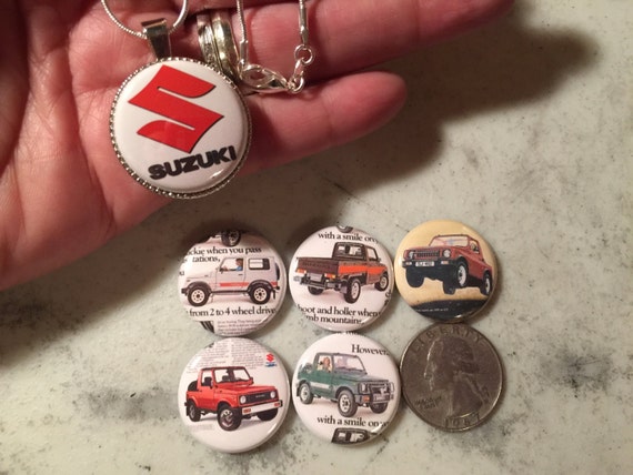 6 Suzuki Samurai buttons and 1 Magnetic interchageable Pendant & chain Set 1,
