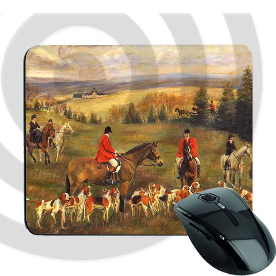 Mousepad with Pictures of Equestrian Fox Hunting