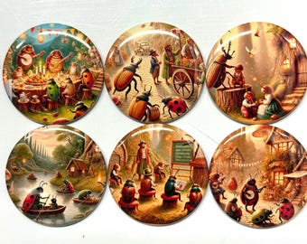 Magical Beetle Fridge Magnets: Storybook Pinback Buttons
