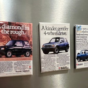 3 Suzuki Sidekick Magnets or Pinbacks