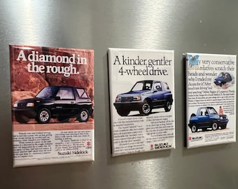 3 Suzuki Sidekick Magnets or Pinbacks