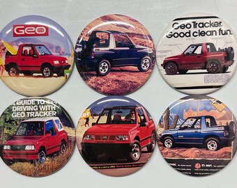 Geo Tracker 2 Door Buttons: Fridge Magnets, Pinbacks, Flatbacks