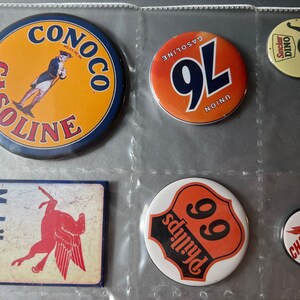 6 Gas Station Button Magnets, different sizes SetD