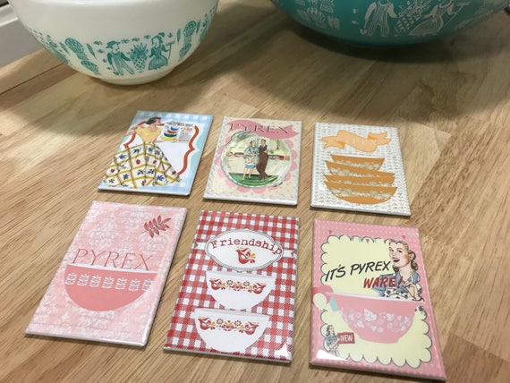 Pyrex Fridge magnets 2x3 inch Vintage Pyrex ads Set 2
