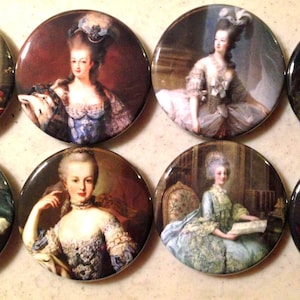 Marie Antoinette Magnets: Vintage Portrait Buttons, Pinbacks, Flatbacks