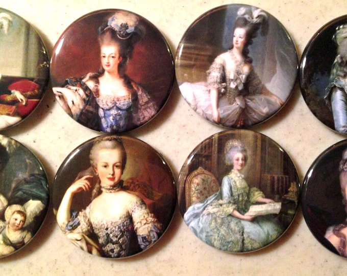 Marie Antoinette Magnets: Vintage Portrait Buttons, Pinbacks, Flatbacks