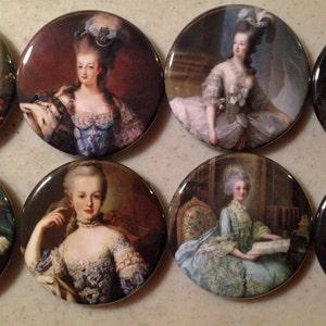 Marie Antoinette Magnets: Vintage Portrait Buttons, Pinbacks, Flatbacks
