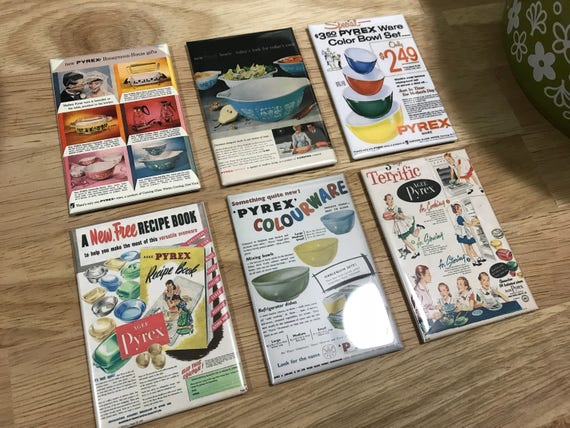 Pyrex Fridge magnets 2x3 inch Vintage Pyrex ads Set 1