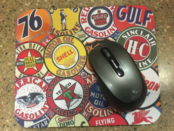 Mousepad with Pictures of Vintage Gas Station signs or Customize with your own artwork or picture
