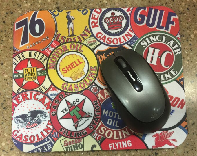 Mousepad with Pictures of Vintage Gas Station signs or Customize with your own artwork or picture