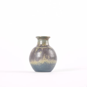 Fantastic Glaze! Vintage Danish L. Hjorth - Small Vase - Hans Hjorth Attributed - Green Brown Blue - Scandinavian Mid-century Ceramic 1950s