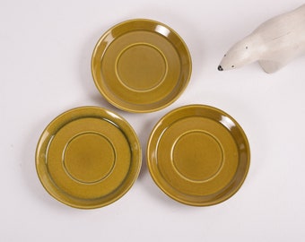 Set of 3! Royal Copenhagen - TRINA - Saucer / Small Plate - Olive Green - by Ellen Malmer - Danish Mid-century Tableware 1960s