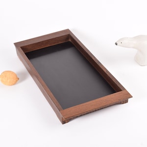 1960s Vintage Danish - Long Serving Tray - Wengé Wood and Black Formica - by Henning Seidelin for Voss - Scandinavian Mid-century Design