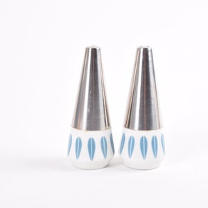 Rare Vintage Lotus Salt & Pepper Set in Blue Grete Prytz Kittelsen Made by Lundtofte and Lyngby Scandinavian Mid-century Design 60s image 5