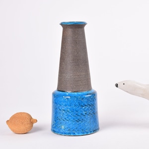 Nils Kähler for Kähler HAK Denmark - Tall Vase - Turquoise & Brown - Danish Scandinavian Mid-century Pottery Home Decor Retro