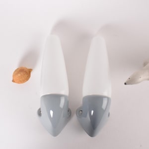 Pair of IFÖ Bathroom Lamps - Grey - Glass & Ceramic - Model 6035 by Stig Carlsson - Scandinavian Mid-century Lighting Design Sweden 1960s