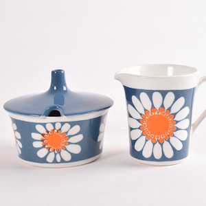Vintage Figgjo Flint Norway - Turi design - DAISY Cream & Sugar Set - Flower Decor - Scandinavian Mid-century Tableware Dinnerware Design