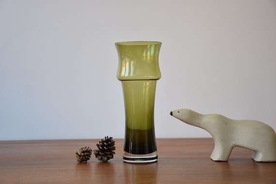 Vintage Tamara Aladin for Riihimaki Finland - Moss Green Glass