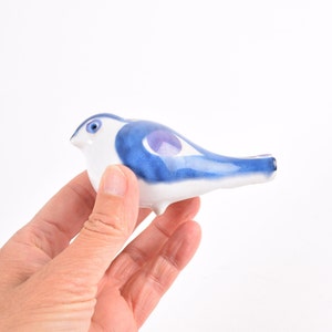 Rare! Vintage Royal Copenhagen Tenera - Bird Whistle - by Inge-Lise Koefoed - White / Blue / Purple - 213/2990 - Danish Mid-century Ceramic