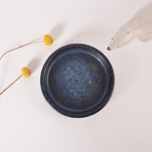 Vintage Danish PALSHUS - Small Circular Tray / Dish - Midnight Blue Glaze with Speckles - Per Linnemann-Schmidt - Mid-century Pottery 1960s