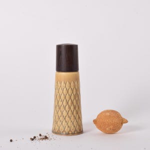 1960s Jens Quistgaard - RELIEF - Pepper Mill - Ceramic & Rare Wood Wengé - Peugeot Grinder - Kronjyden - Danish Mid-century Design