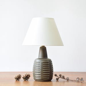1960s Søholm Denmark - Ceramic Lamp Base - Dusted Brown with Stripes - by Einar Johansen - Vintage Danish Mid-century Modern Lighting Design