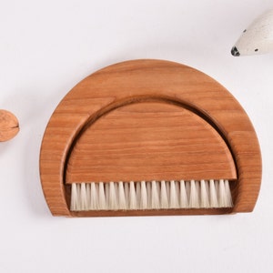 Vintage Kay Bojesen Denmark - Small Teak Dustpan with Broom / Silent Butler - Danish Scandinavian Mid-century Wood Design -