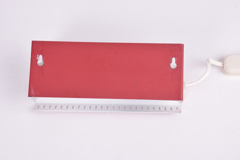 Lámpara de pared danesa de mediados de siglo con pantalla ajustable - Metal rojo - Hamalux - Diseño de iluminación escandinavo para dormitorio/habitación infantil imagen 7