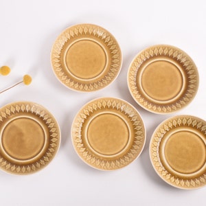 Set of 5!  H Quistgaard - RELIEF - Saucer for Tea Cup - Kronjyden Nissen - Danish Scandinavian Mid-century Modern Ceramic Tableware