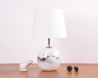 Lámpara vintage Holmegaard SAKURA de cristal, blanca y gris, de Michael Bang. Diseño de iluminación danés escandinavo de mediados de siglo, decoración del hogar, años 80.