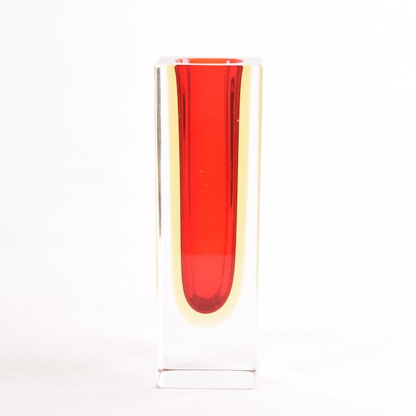 Red Square Glass Vase Etsy