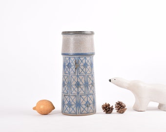 26 cm / 10" Marianne Starck for Michael Andersen & Søn - Tall Vase - Blue Grey - Danish Mid-century Pottery