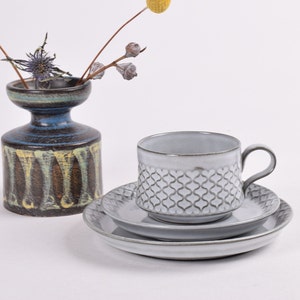 Jens H Quistgaard - Grey CORDIAL - Trio - Cup / Saucer / Plate - Bing & Grøndahl - Danish Scandinavian Mid-century Tableware Design 1970s