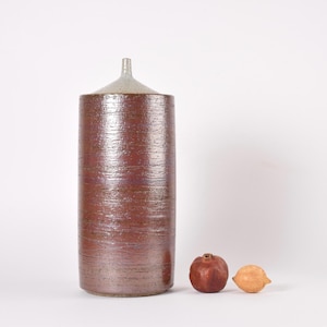 Huge & Rare! Palshus Denmark - Jar with Lid - Rust Brown and Beige - Per Linnemann-Schmidt - Danish Scandinavian Mid-century Ceramic 1960s