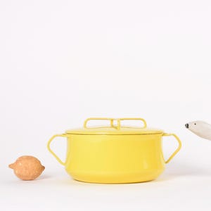 Early Jens Quistgaard for Dansk Designs 3 Ducks - Yellow KØBENSTYLE Casserole with Lid - Danish Mid-century Modern Kitchen Design 1950s