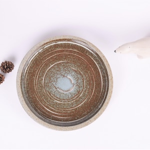 30 cm / 11.8” PALSHUS Denmark - Very Large Circular Tray / Dish - Glaze with Speckles - Per Linnemann-Schmidt - Danish Mid-century Pottery