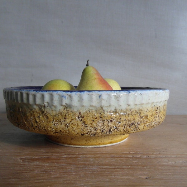 RESERVED Vintage - bowl - yellow / blue - 503/22 - maybe Bitossi - midcentury