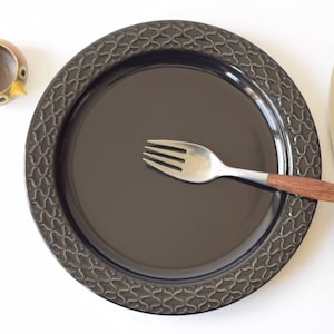 Rare & Excellent! Jens H Quistgaard - PALET Black / Cordial - Dinner Plate - Bing Grøndahl - Danish Mid-century Ceramic Tableware Design