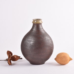 Unique! Nils Kähler for Kähler HAK Denmark - Bottle Shaped Vase - Dark Brown & Olive Green - Danish Mid-century Ceramic Scandinavian Home