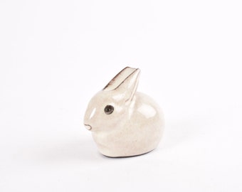 Vintage Danish Ceramic - Hare Figurine - by Hyllested Keramik - Beige & Brown - Scandinavian Mid-century Pottery Home Decor - Animal Lover