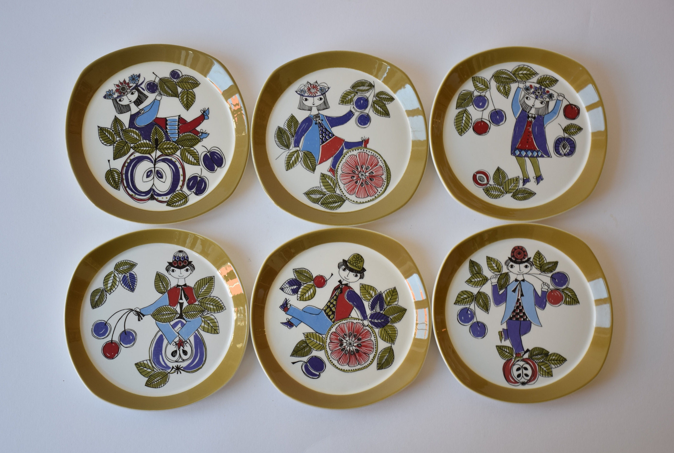 Set of 6 / Full Set! Figgjo Flint - CORSICA - Plate - Turi