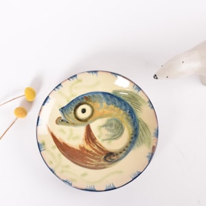 Vintage Puigdemont Spain - Decorative Fish Wall Plate - Hand-painted - Mediterranean Mid-century Ceramic ca 1960s
