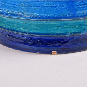 Large Vintage Bitossi Italy Budded Vase Turquoise Blue & Green Stripes Aldo Londi Italian Mid-century Pottery Home Decor image 5